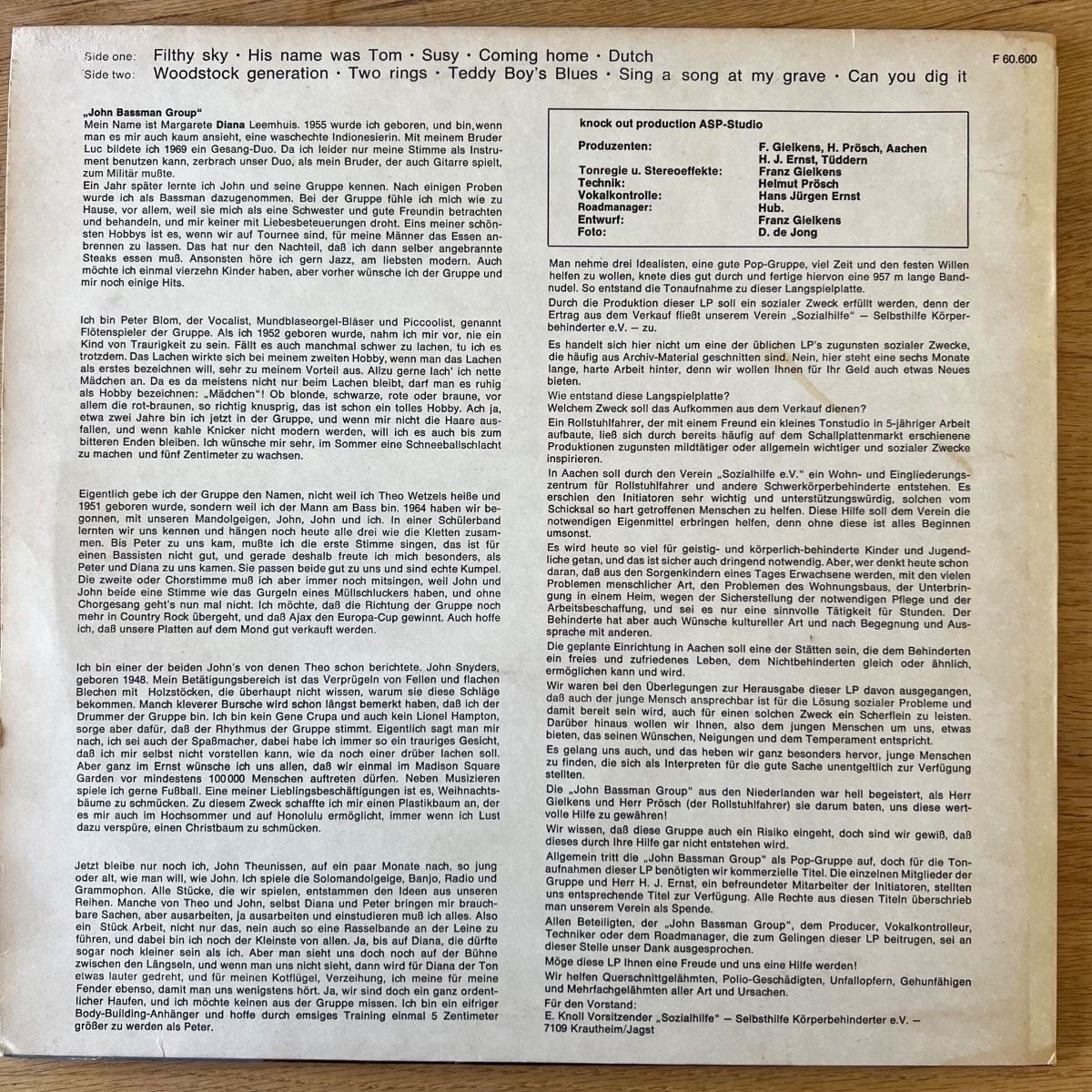 John Bassman Group - Filthy Sky / 1. D-Press. 1970 - (M-/VG++)