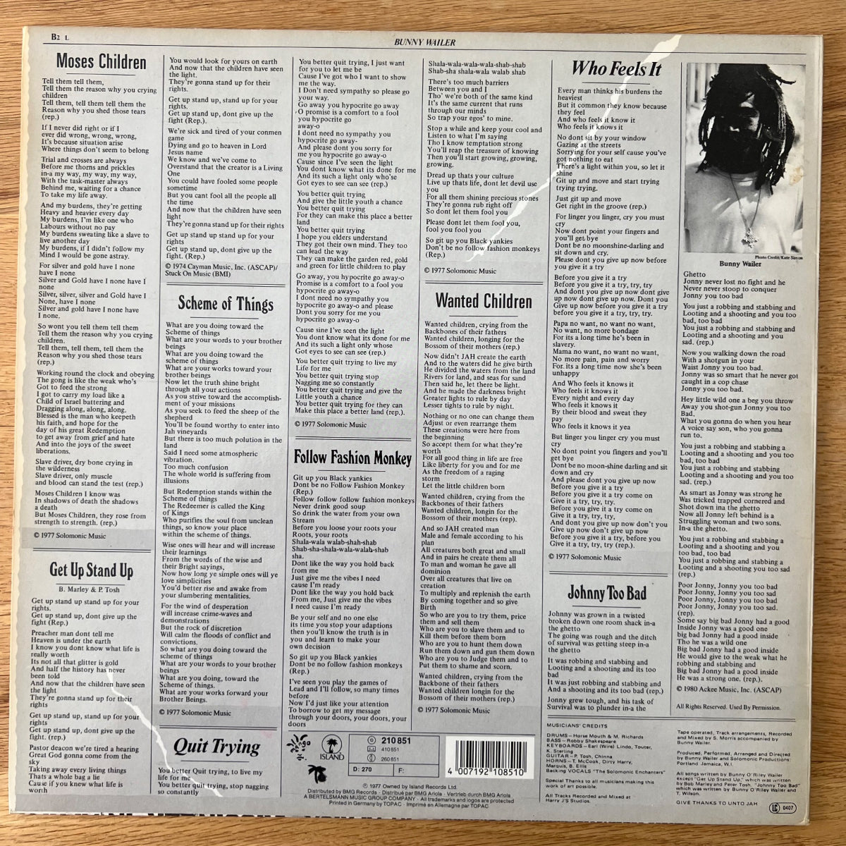 Bunny Wailer - Protest / D-Press. RE from 1977 - (M-/M-)