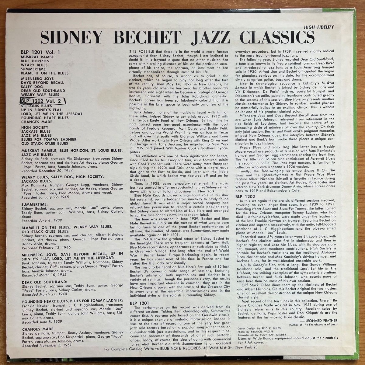 Sidney Bechet - Jazz Classics Vol. 2 / US Press. 196? - Blue Note - (M-/VG++)