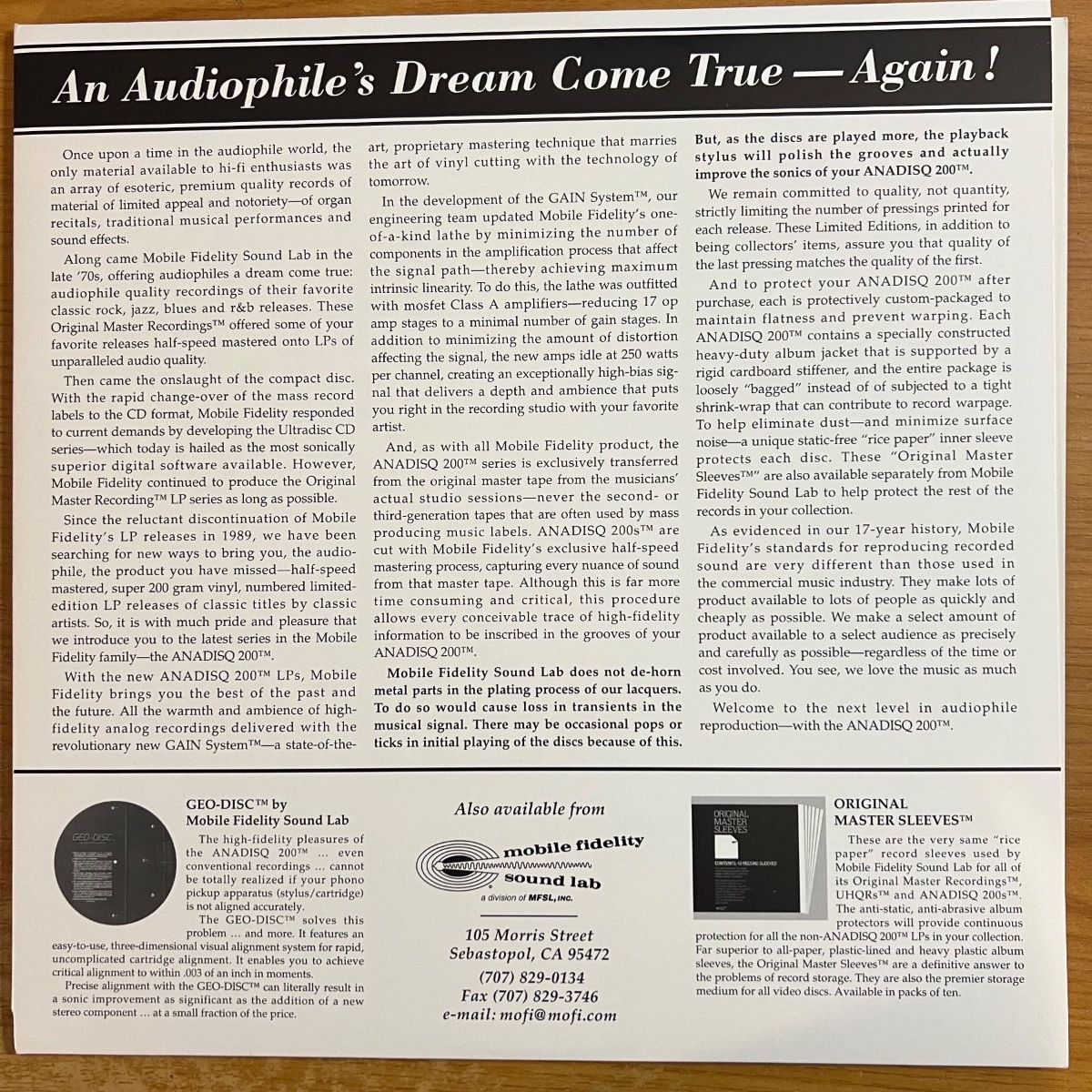 Joe Cocker - Sheffield Steel / Audiophile MFSL 1995 - (Mint/Mint)