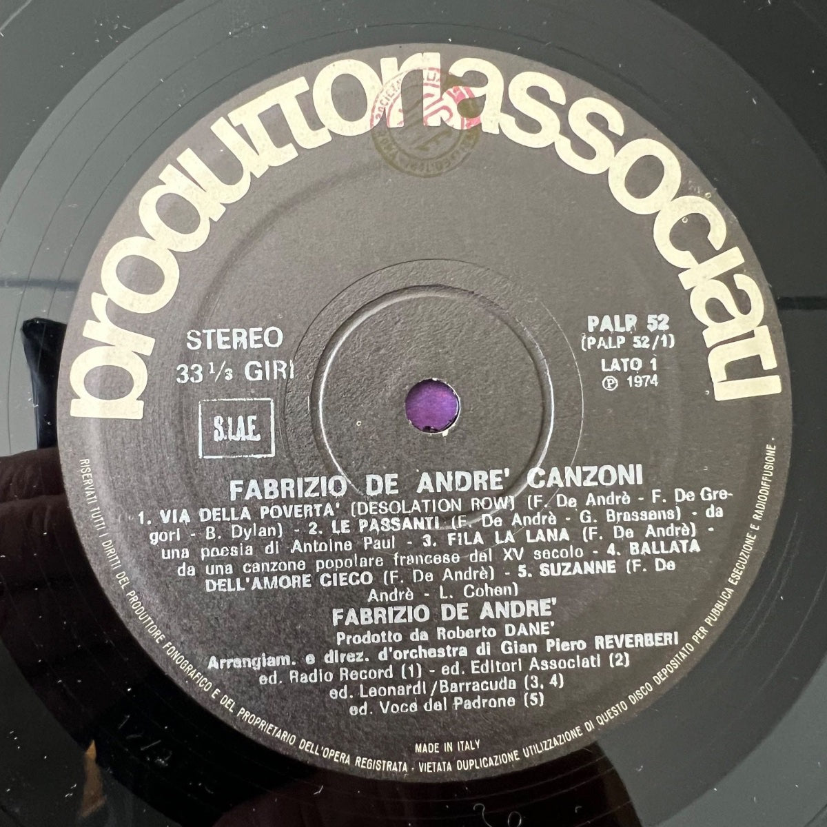 Fabrizio De Andre - Canzoni / 1. Italy-Press. 1974 - Blue Font - (VG++/VG++)