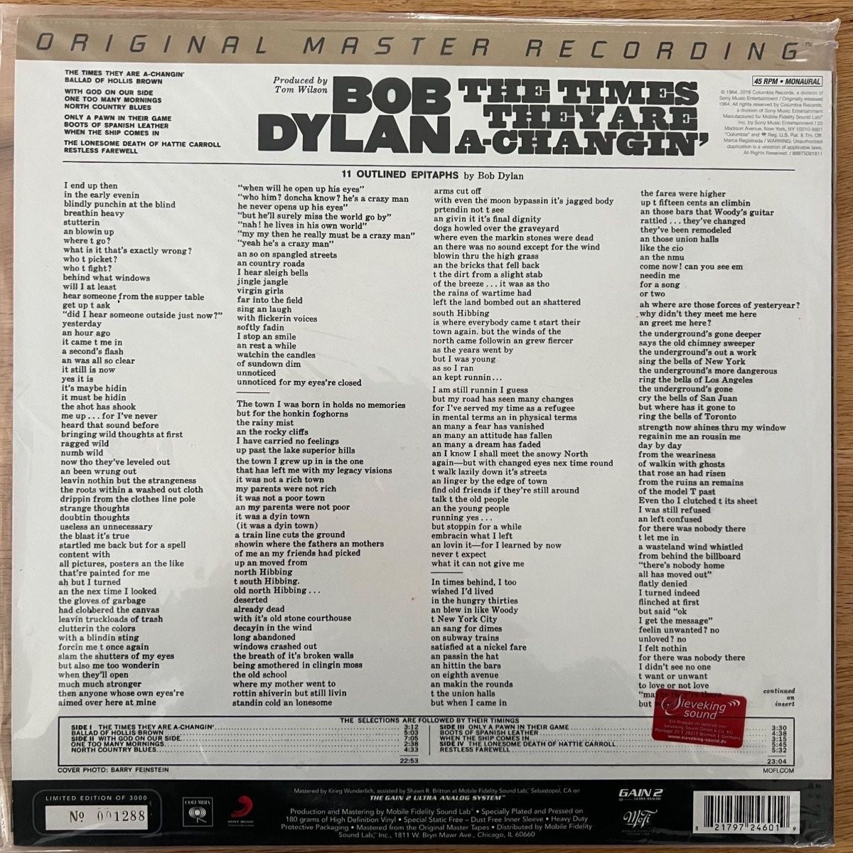 Bob Dylan - The Times They Are... / 2 LP - Audiophile MFSL 2014 - (Mint & Sealed)