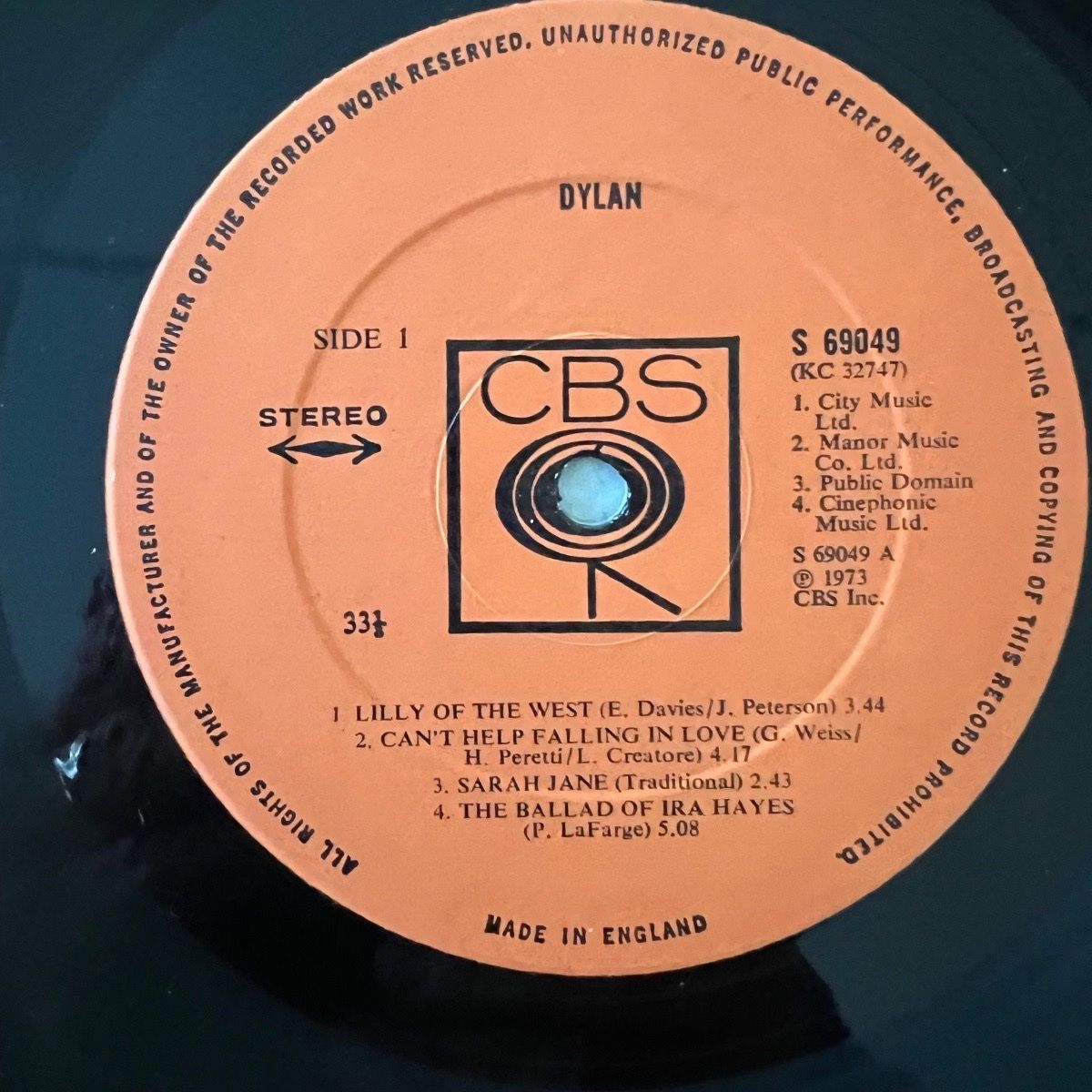 Bob Dylan - Dylan // 1. UK Press. 1973 - (VG++/M-)