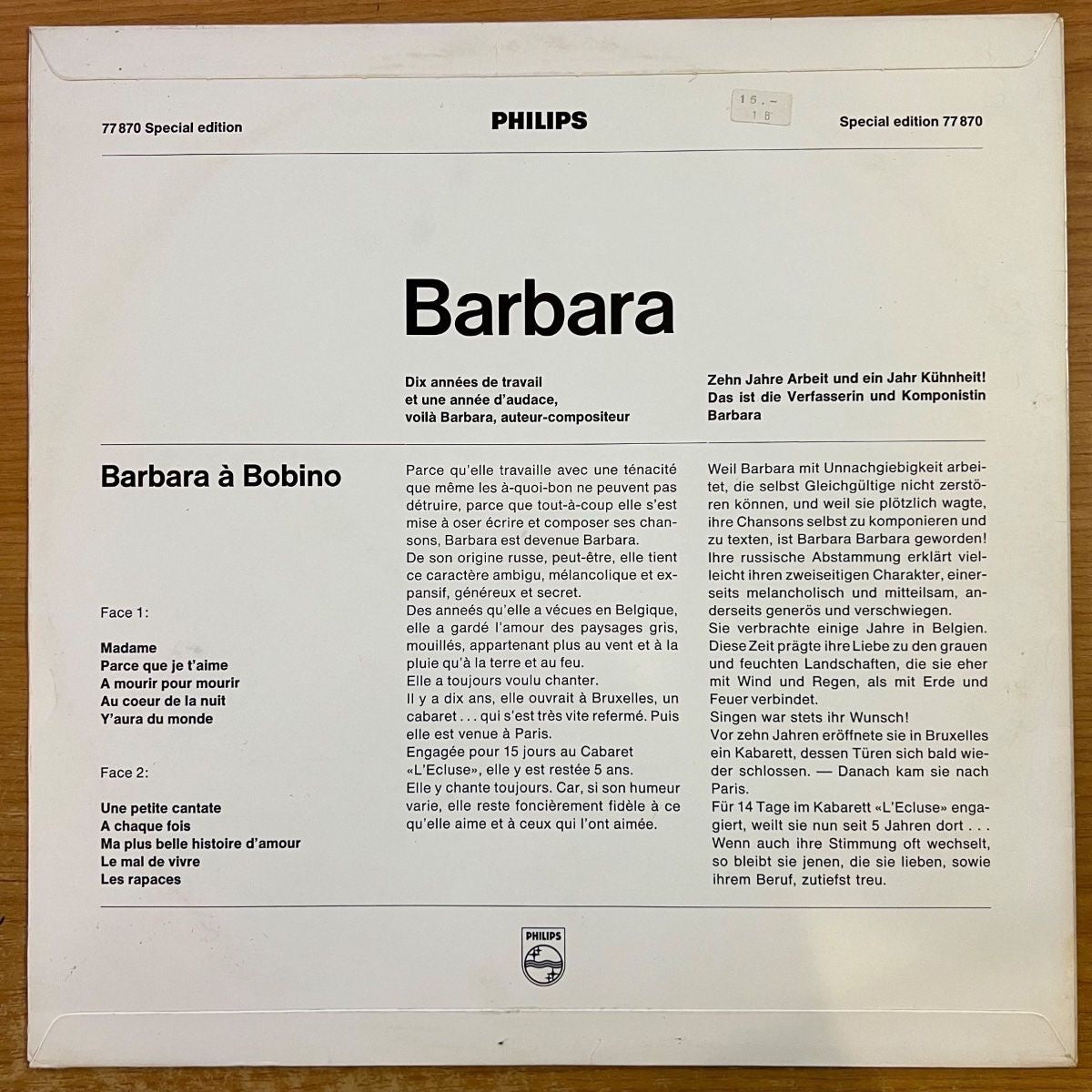 Barbara - A Bobino 1967 / 1st Swiss Pressing 1967 - Mono - (VG++/VG++)