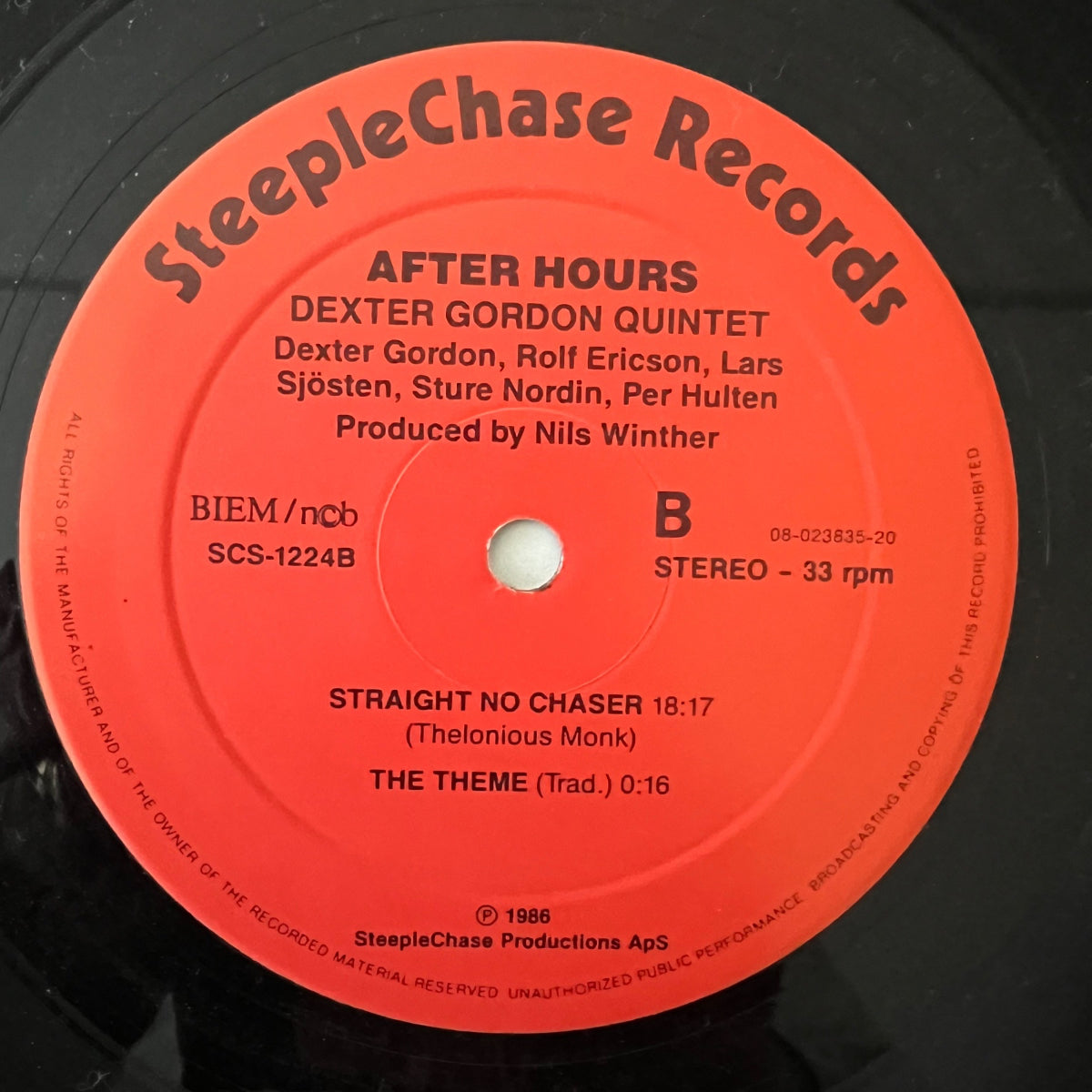 Dexter Gordon Quintet -After Hours / 1. Denmark-Press. 1986 - (M-/VG++)