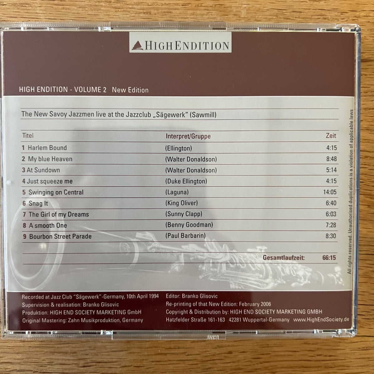 Sampler - High Edition Vol. 2, Jazz At The Sawmill / CD - 1. D-Press. 2006 - Gold CD, High End - (M-/M-)