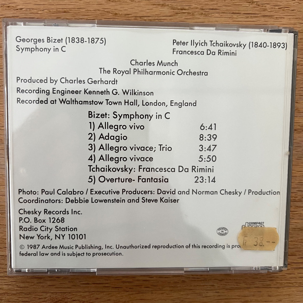 Charles Munch & Royal Philharmonic Orch. - Bizet, Tchaikovsky / CD - 1. US-Press. 1987 - (M-/M-)