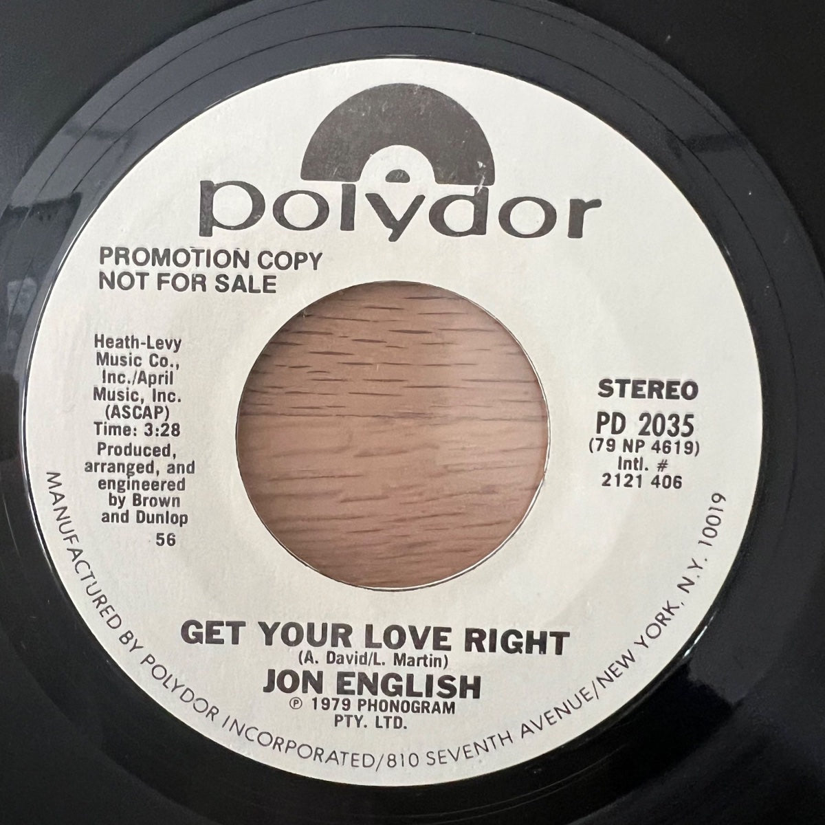 Jon English - Get Your Love Right / US Promo 1979 - (M-/Neutral)