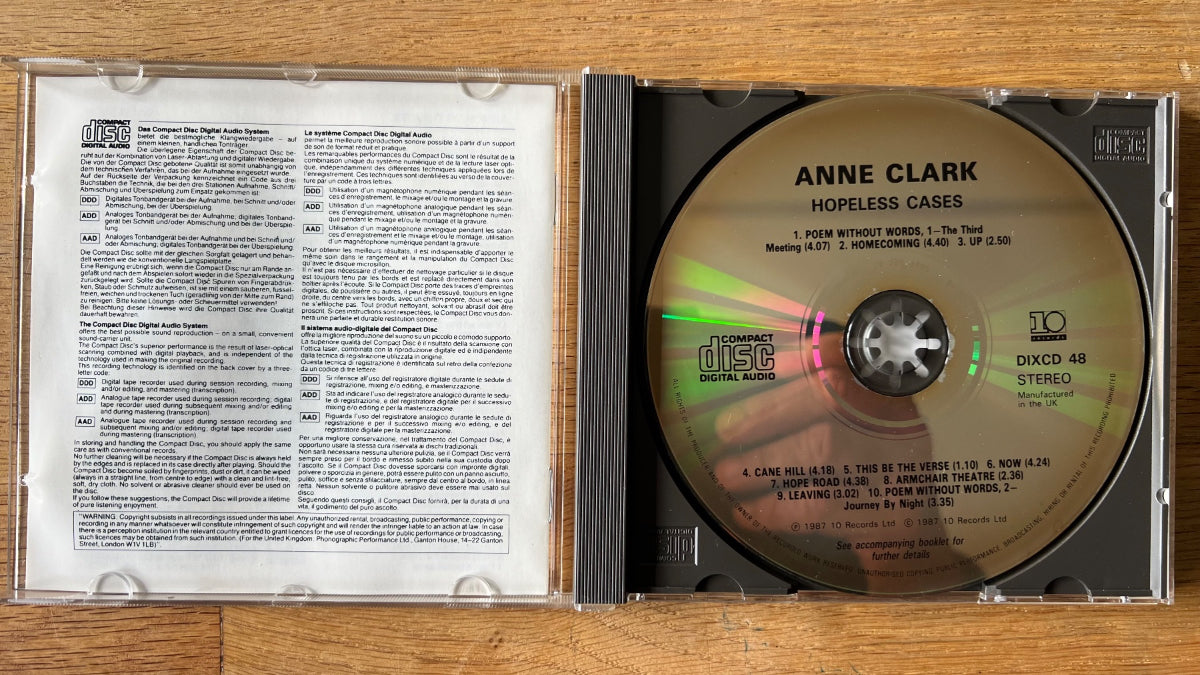 Anne Clark - Hopeless Cases / CD - 1st UK Press. 1987 - (M-/VG++)