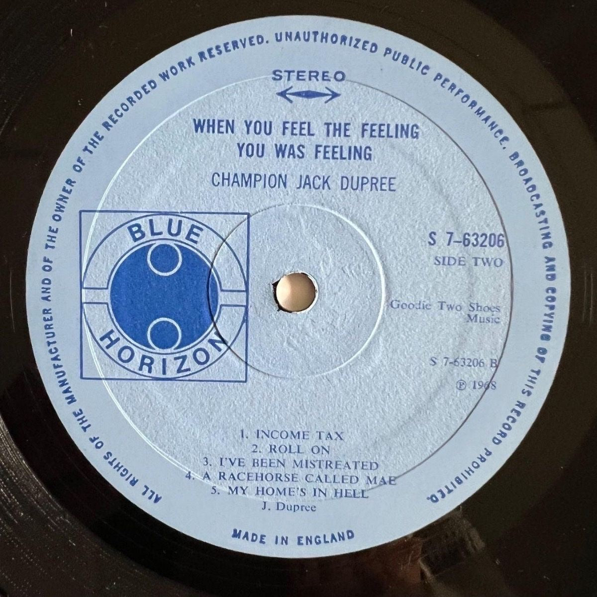 Champion Jack Dupree - When You Feel The Feeling You Was Feeling / 1st UK Press. 1968 - (M-/M-)