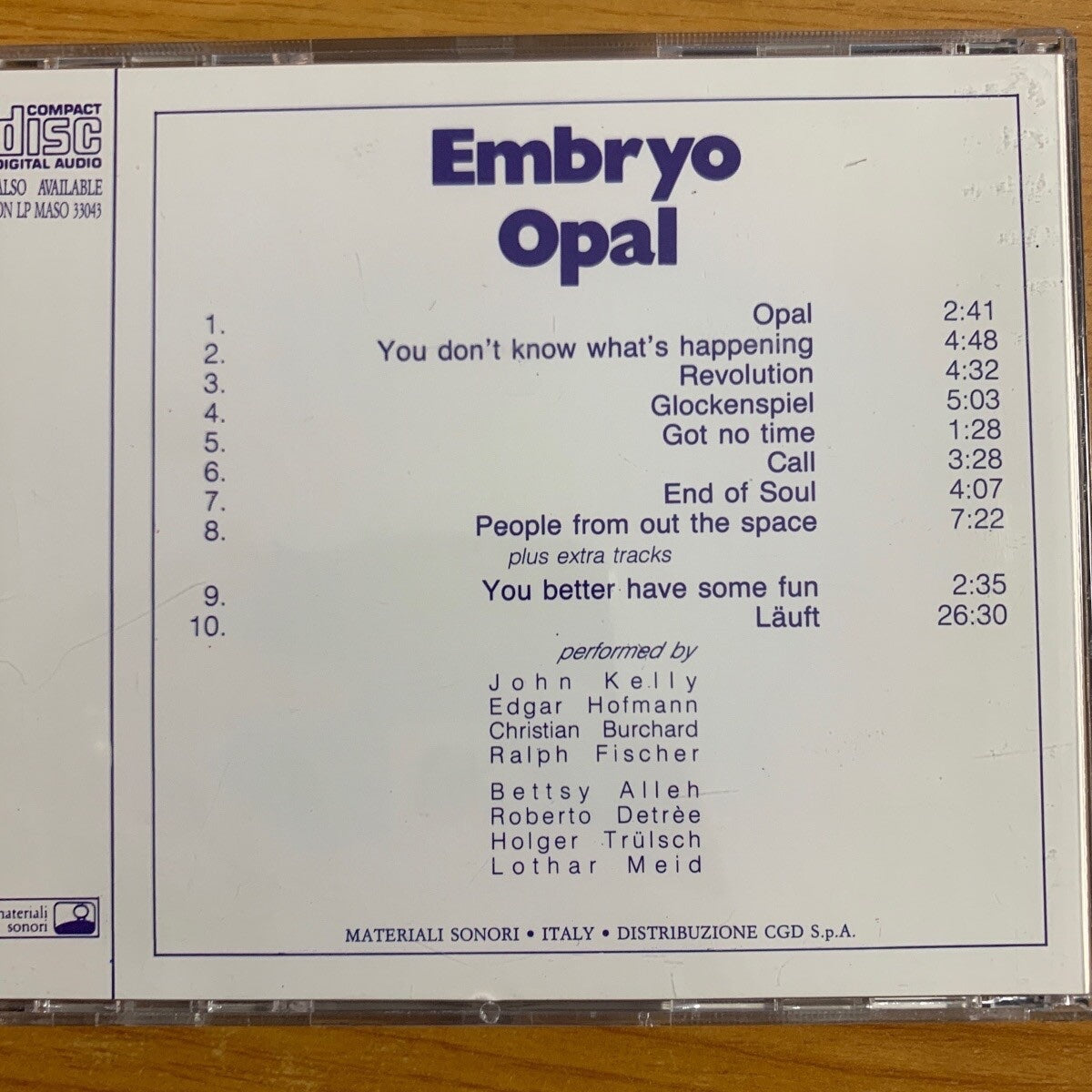 Embryo - Opal // CD - 1. Italy-Press. on CD 1992 - (M-/M-)