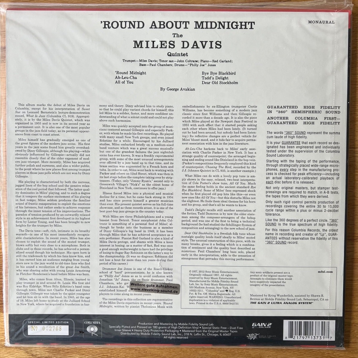 Miles Davis - Round About Midnight /Audiophile MFSL 2013 - (Neuf et scellé)