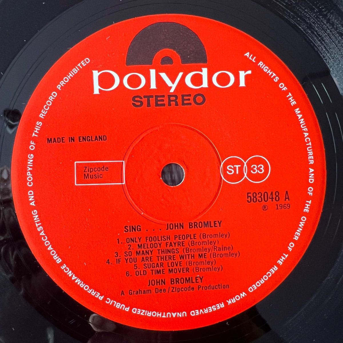 John Bromley - Sing / 1. UK Press. 1969 - (VG++/VG+)