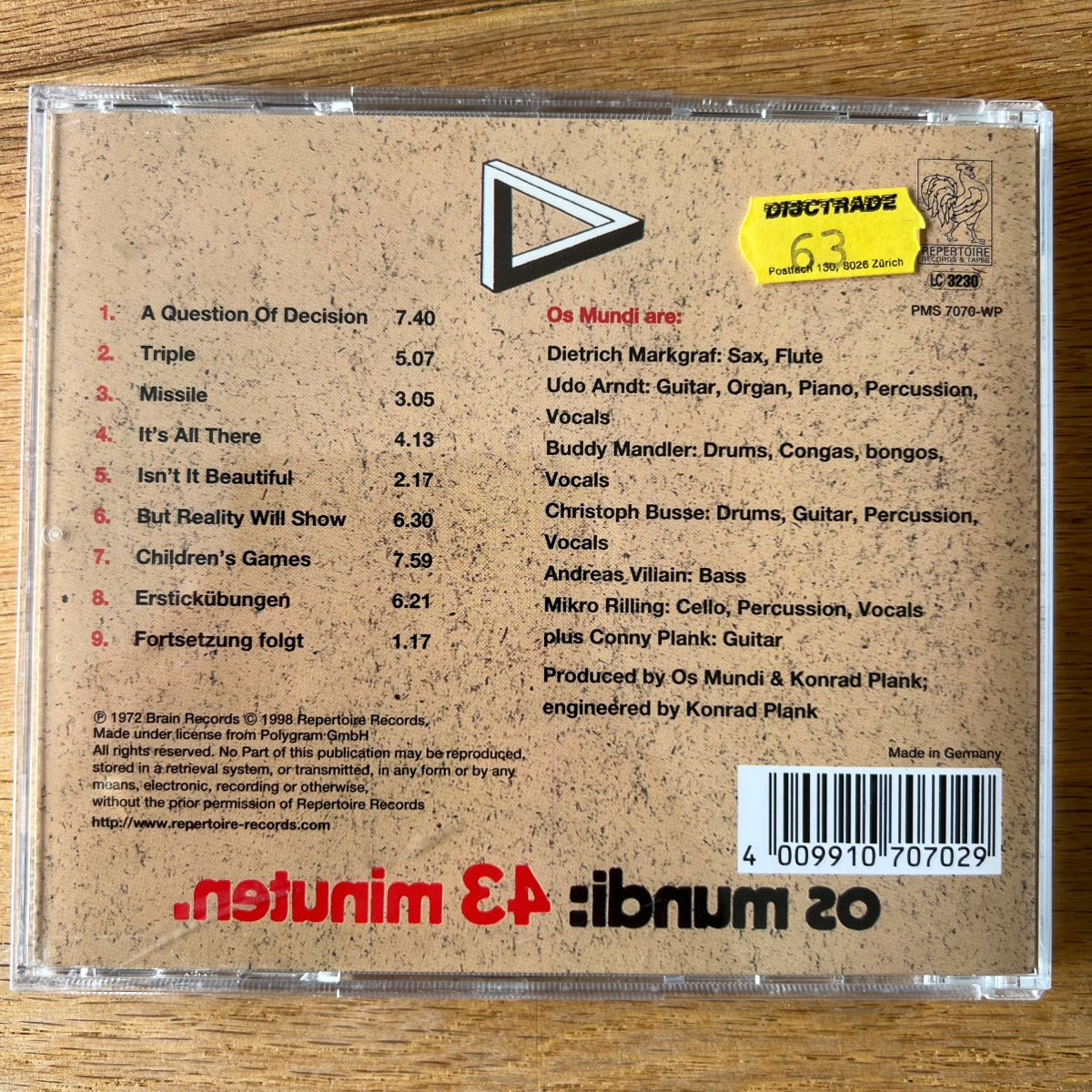 Os Mundi - 43 minutes / CD - 1st D-Press. on CD 1998 - (M-/M-)