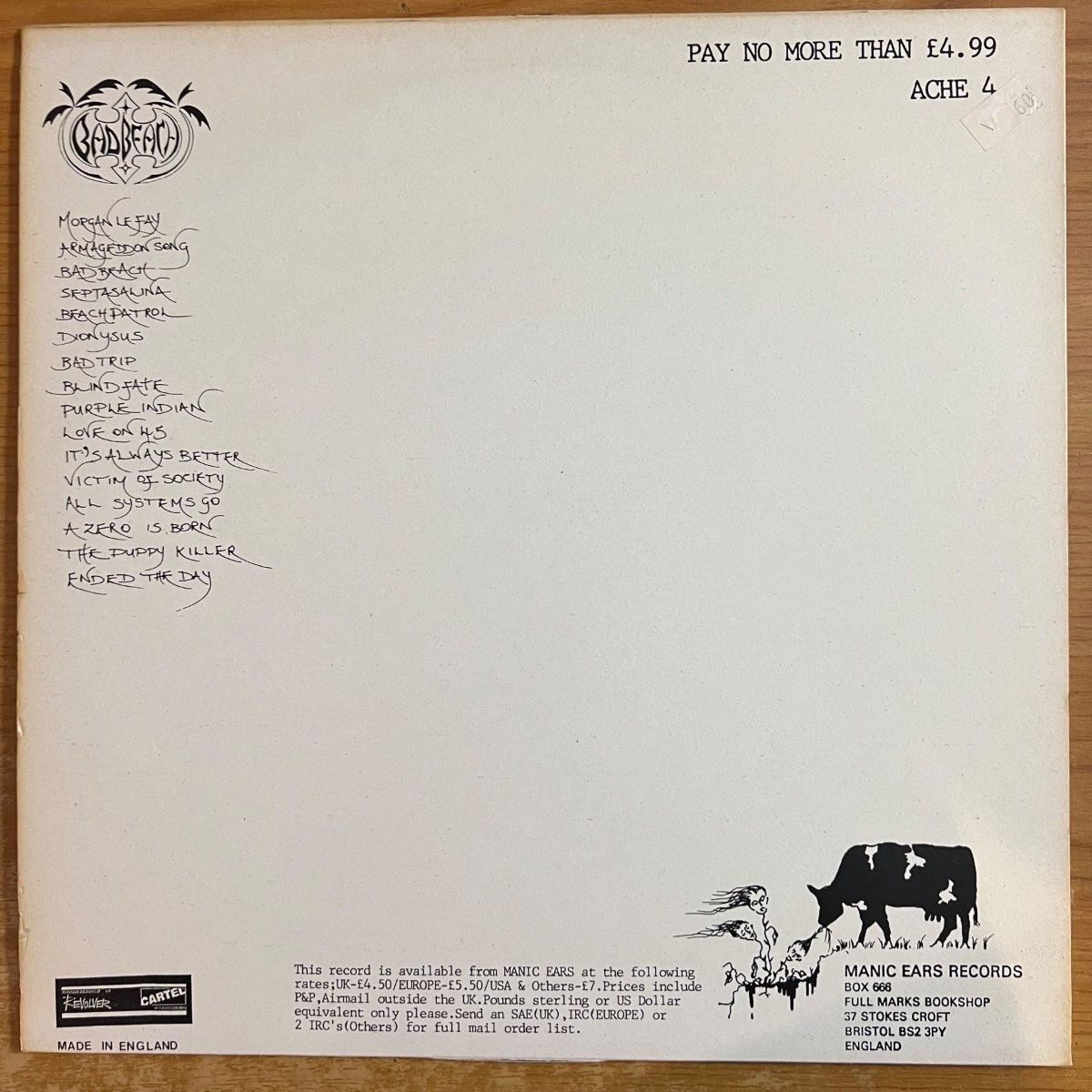 Bad Beach - Cornucopia // 1st UK Press. 1987 - (M-/VG++)