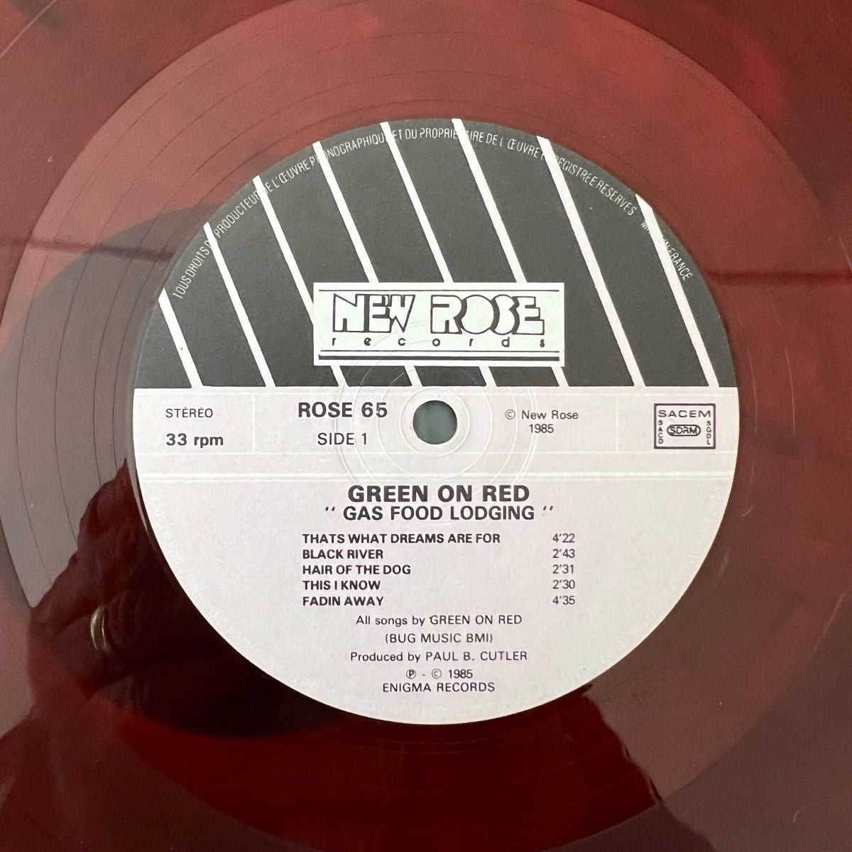 Green On Red – Gas Food Lodging / 1. France-Press. 1985 - Red Vinyl - (M-/M-)