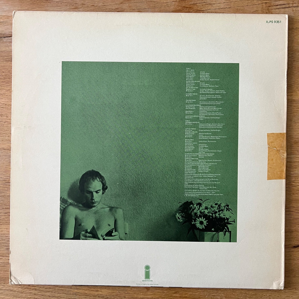 Brian Eno - Un autre monde vert / 1. Presses britanniques. 1975 - (M-/VG+)