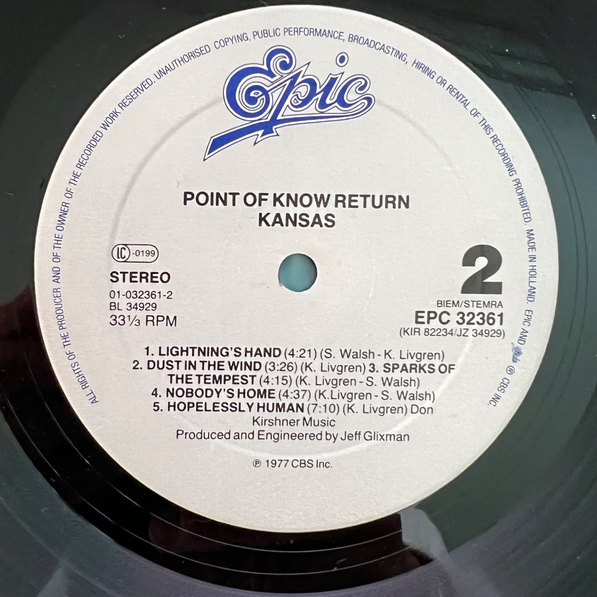 Kansas - Point Of Know Return / NL-Press. RE - Very nice