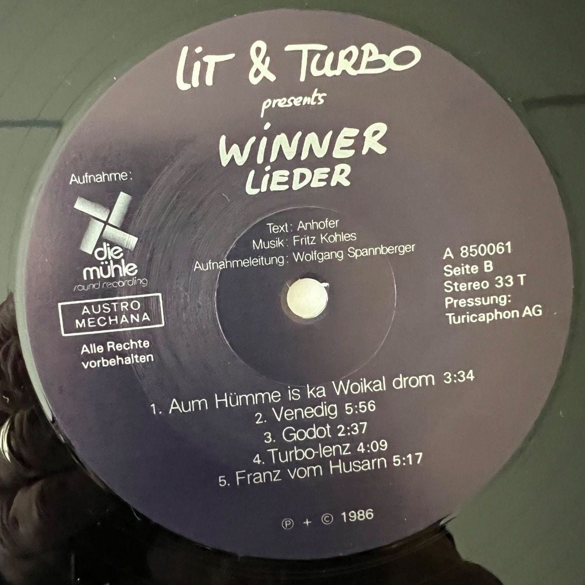 Lit & Turbo - Winner Lieder / 1. Austria-Press. 1986 - (VG++/VG++)