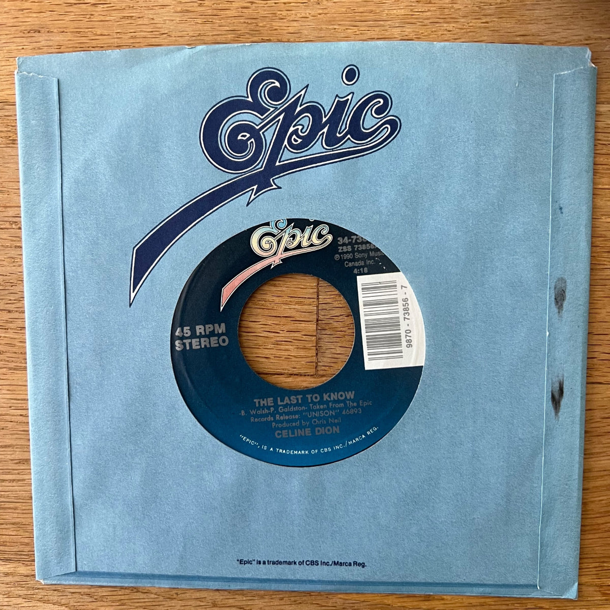 Céline Dion - The Last To Know / 1. US-Press. 1991 - (M-/M-)