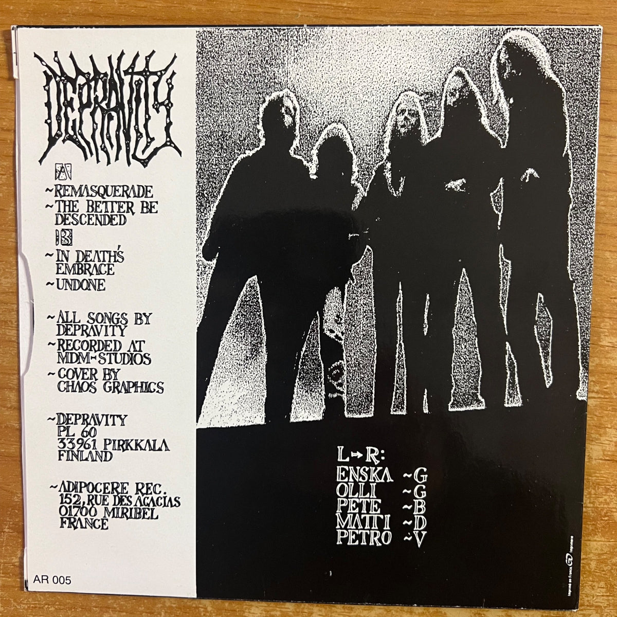 Depravity - Remasquerade / 1. France-Press. 1992 -4 Track EP - (M-/M-)