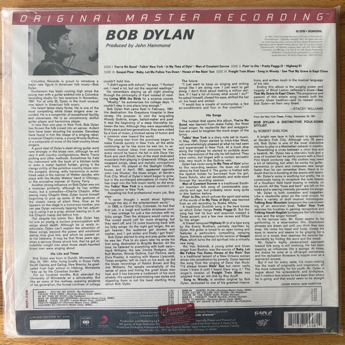 Bob Dylan - Same / 2 LP - Audiophile MFSL 2014 - (Mint & Sealed)