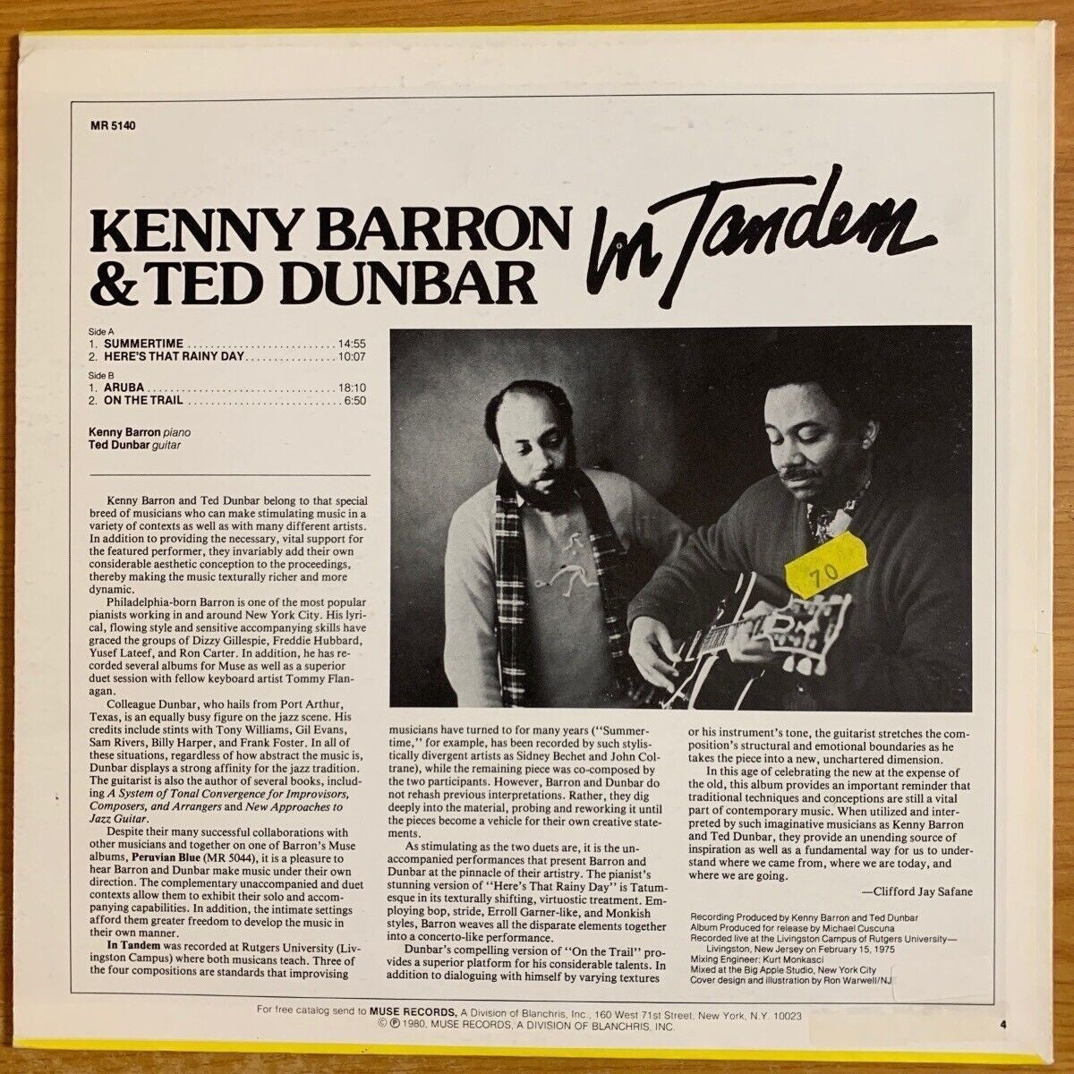 Kenny Barron & Ted Dunbar - In Tandem / US-Promo 1980 - (VG++/M-)