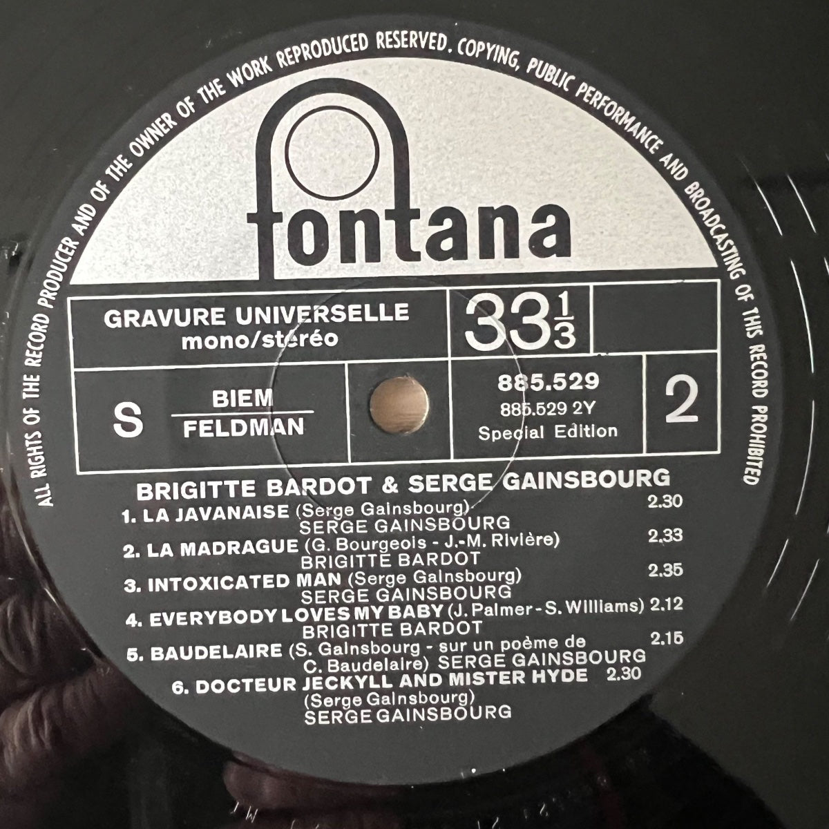 Brigitte Bardot et Serge Gainsbourg - Bonnie And Clyde / 1. Swiss-Press. 1968 - (M-/VG++)