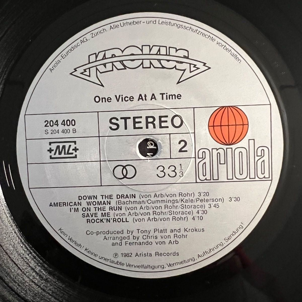 Krokus - One Vice At A Time / 1. Swiss-Press. 1982 - (VG++/VG+)