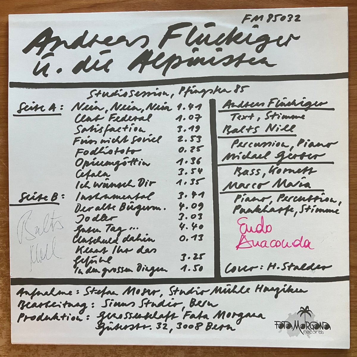 Andreas Flückiger & Die Alpinisten - Same / 1. Swiss-Press. 1985 - Cover signiert - (M-/M-)