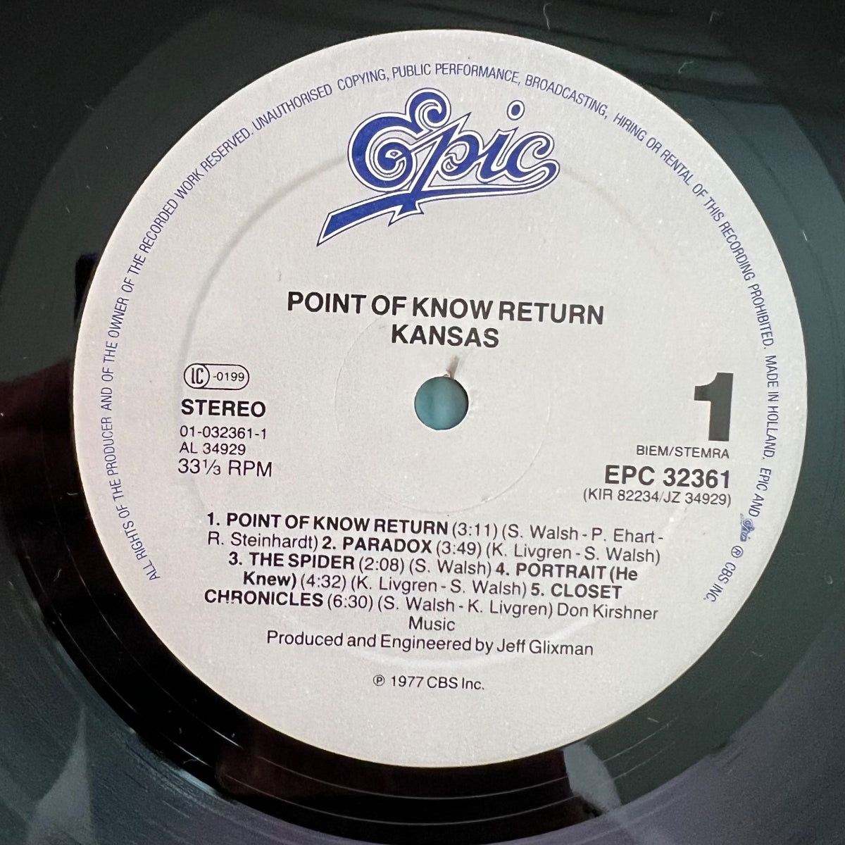 Kansas - Point Of Know Return / NL-Press. RE - Very nice