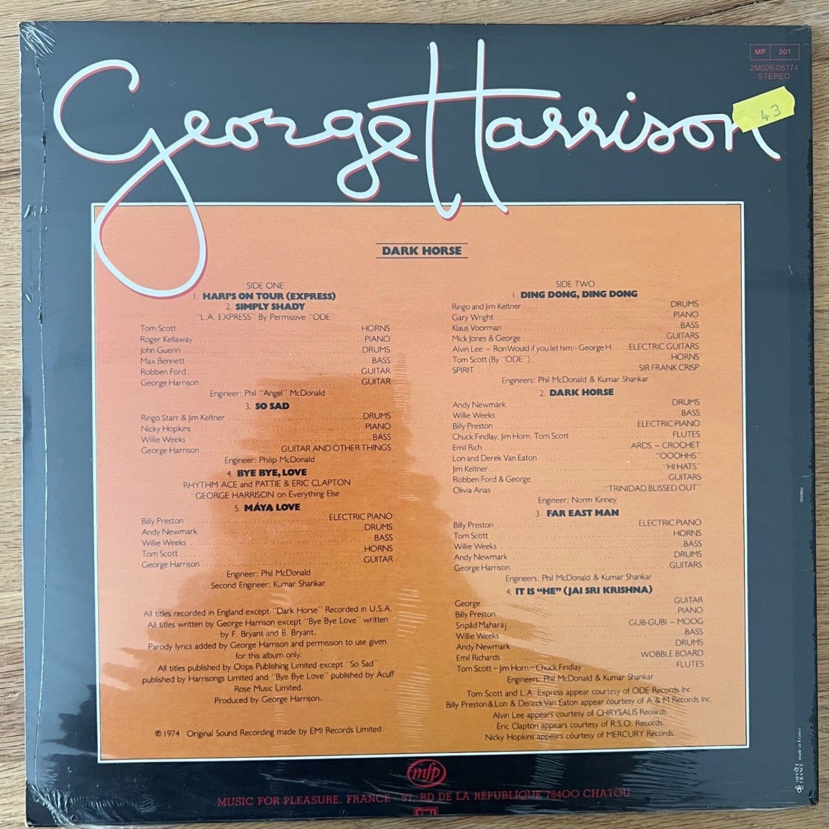 George Harrison - Dark Horse / France-Press. RE - (Mint & Sealed)