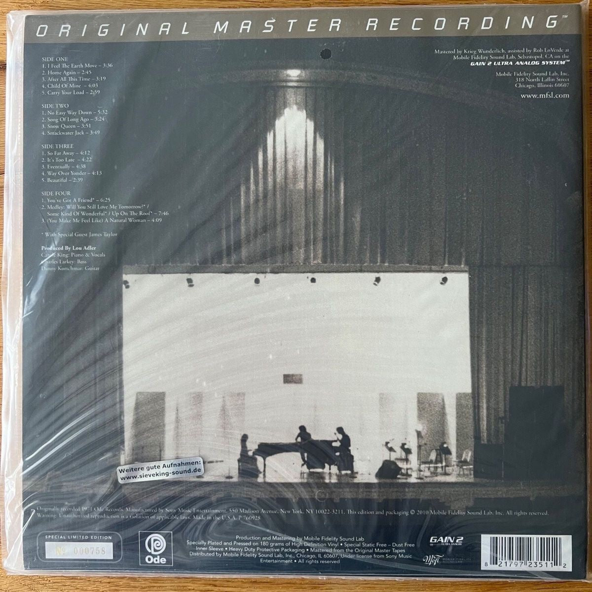 Carole King - The Carnegie Hall Concert / 2 LP- Audiophile MFSL 2011 - Mint & Sealed)