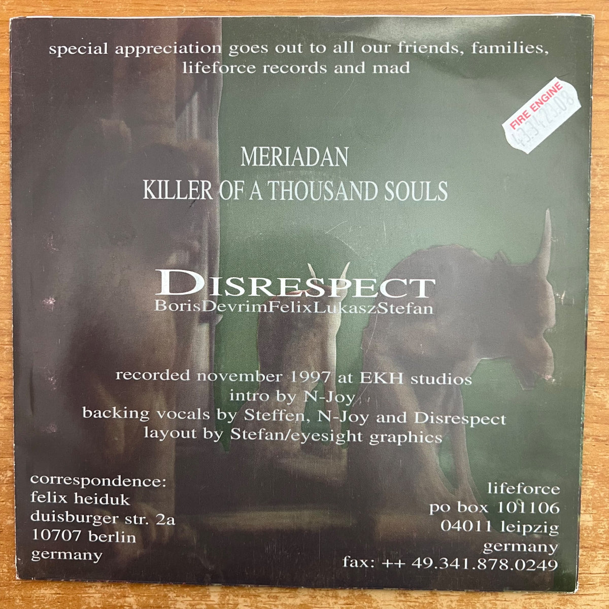 Disrespect - Meridian / 1. D-Press. 1998 - (M-/M-)