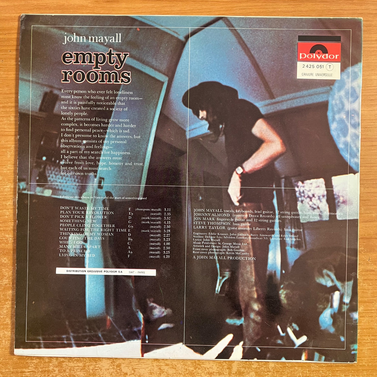 John Mayall - Empty Rooms / 1. France-Press. 1970 - (VG++/VG++)