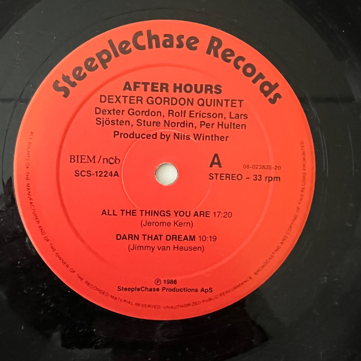 Dexter Gordon Quintet -After Hours / 1. Denmark-Press. 1986 - (M-/VG++)