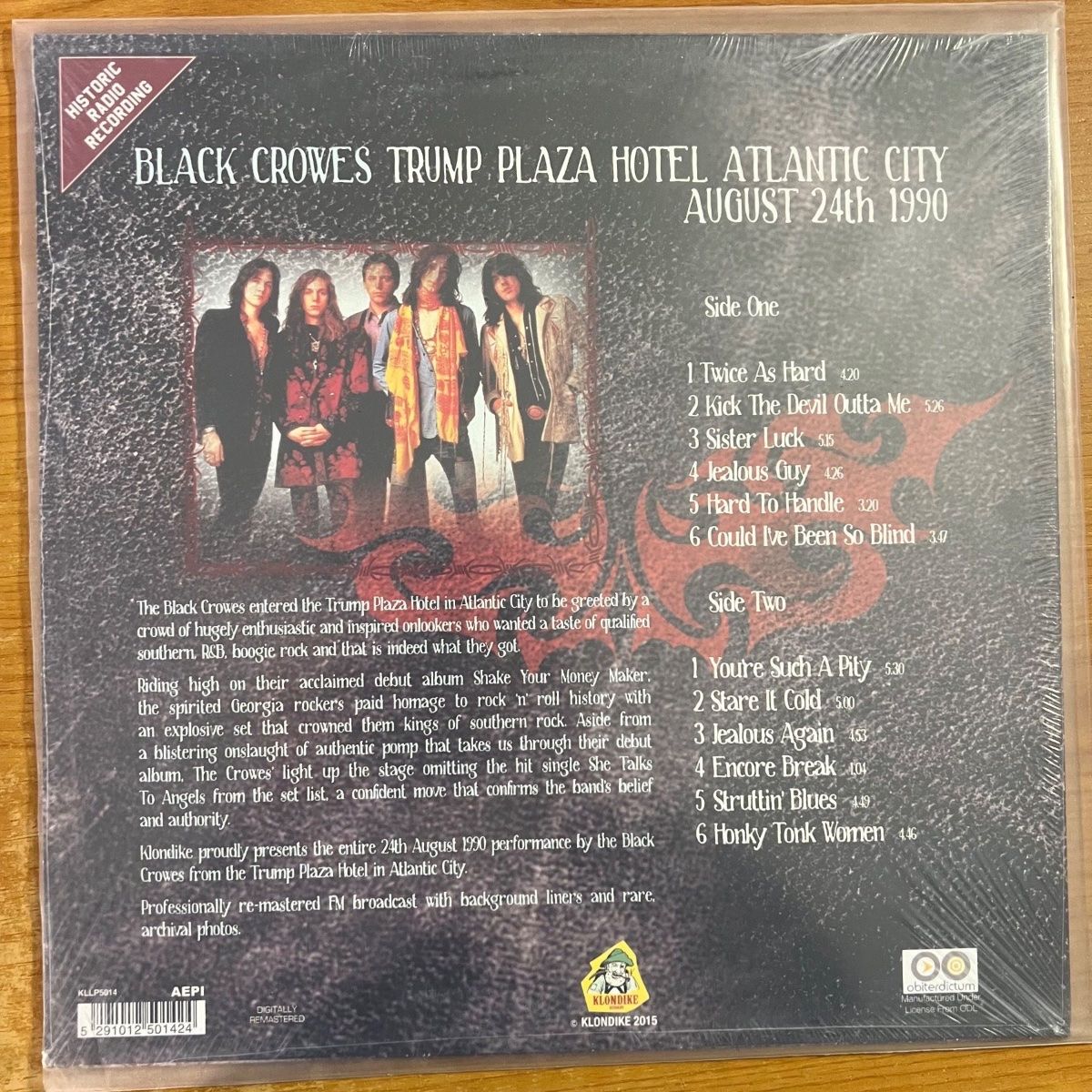 Black Crowes - Trump Plaza Hotel Atlantic City 1990 / 1. UK-Press. 2015 - (Mint & Sealed)