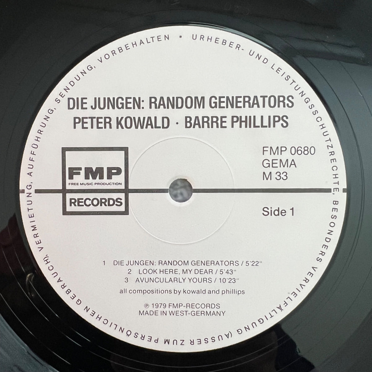 Peter Kowald, Barre Phillips - Die Jungen : Random Generators / 1. D-Press. 1979 - (M-/VG++)