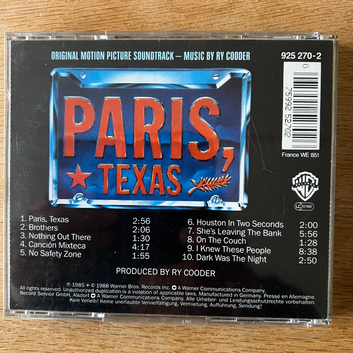 Ry Cooder - Paris, Texas / CD - 1st EU Press. 1988 - (M-/M-)