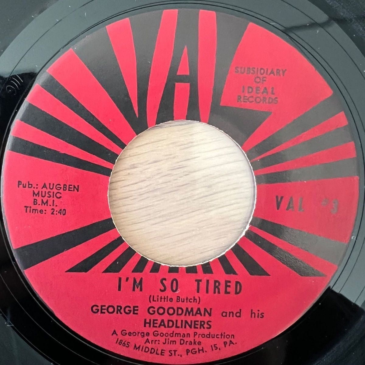 George Goodman & His Headliners - I'm So Tired / 1. US-Press. 1965 - (M-/Neutral)