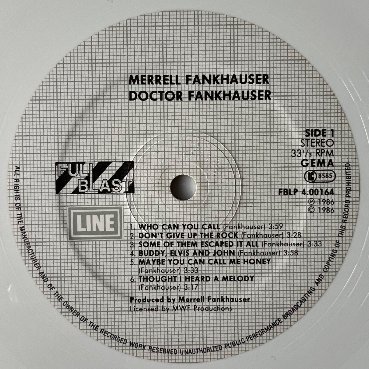 Merrell Fankhauser - Doctor Fankhauser / 1. D-Press. 1986 - White Vinyl - (M-/M-)