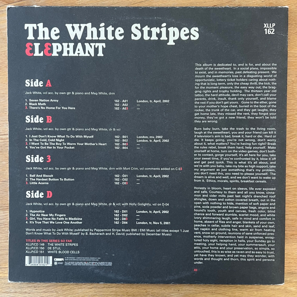 White Stripes - Elephant / 2 LP - 1ère édition britannique. 2003 - (VG++/VG+)