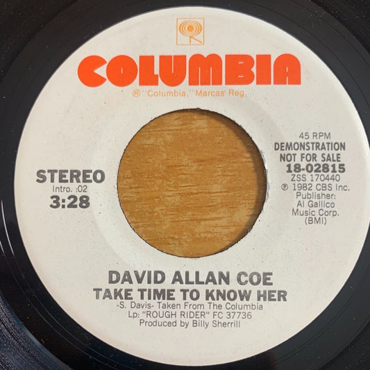 David Allan Coe - Take Time To Know Her / US-Promo 1982 - (M-/Neutral)
