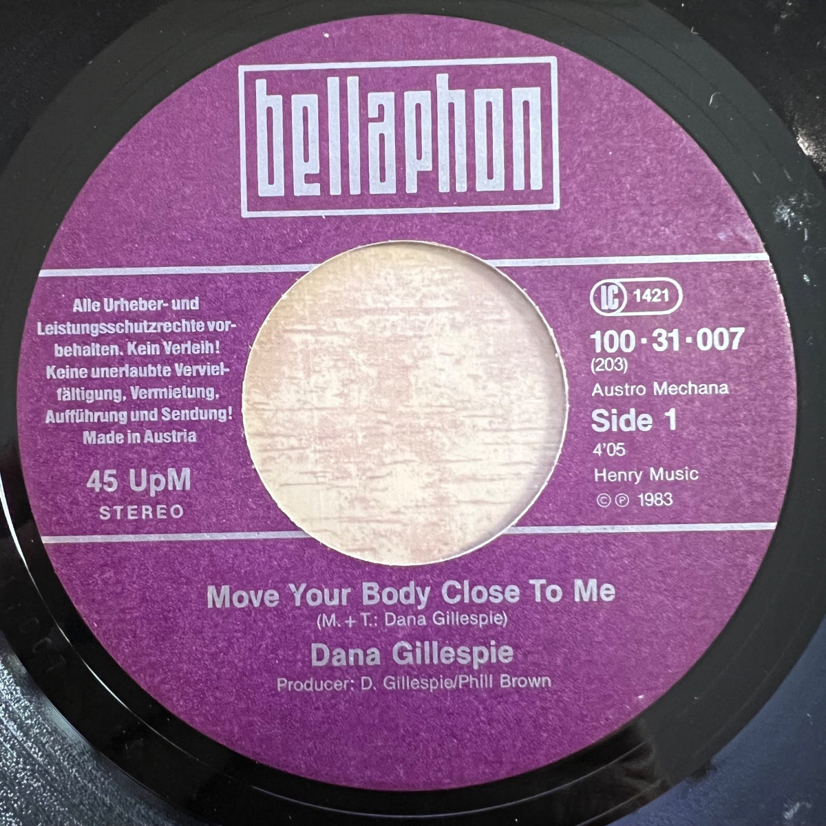 Dana Gillespie - Move Your Body Close To Me / 1. Austria-Press. 1983 (M-/VG++)