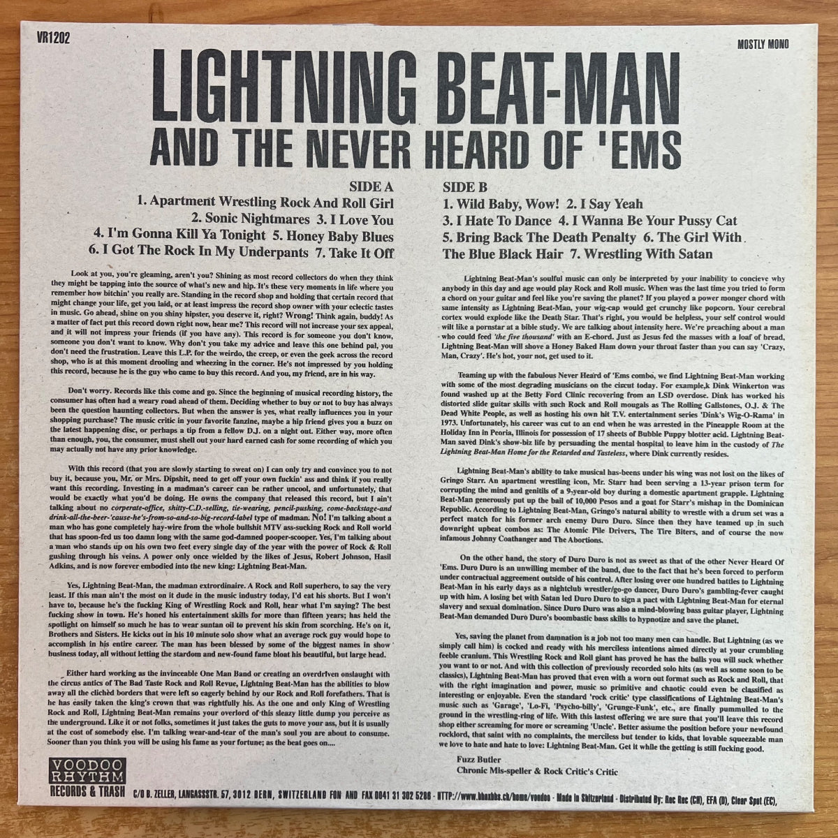 Lightning Beat-Man & The Never Heard Of 'Ems - Apartment Wrestling Rock And Roll / 1. Swiss 1998 - (M-/M-)