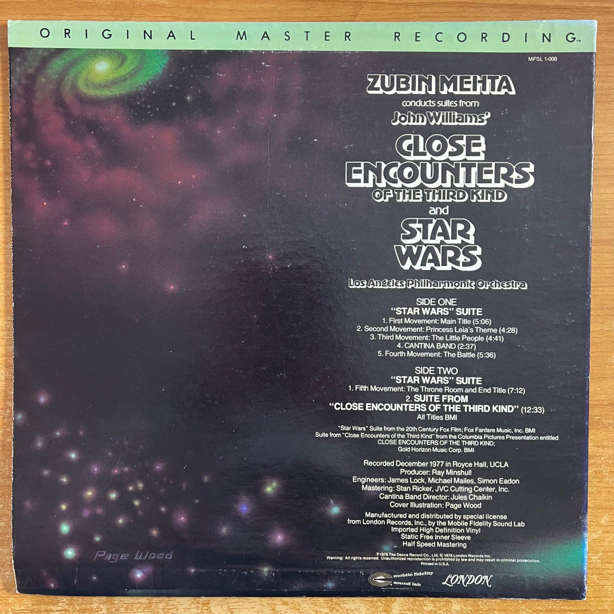 Zubin Mehta & L.A. Philharmonic Orchestra. - Suites From Star Wars / Audiophile MFSL 1978 - (VG++/VG+)