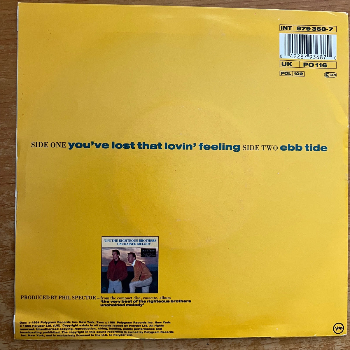 Righteous Brothers - You've Lost That Lovin' Feeling / EU-Press. 1990 (M-/VG++)