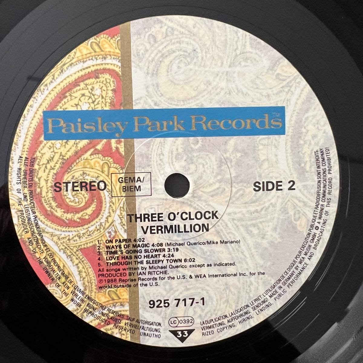 Three O'Clock - Vermillion / 1. D-Press. 1988 - (M-/M-)