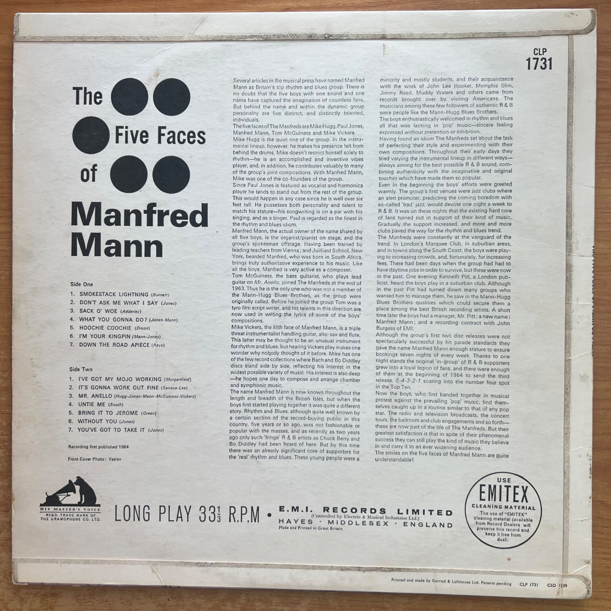 Manfred Mann - The Five Faces Of Manfred Mann / 1. UK-Press. 1964 - (M-/VG+)