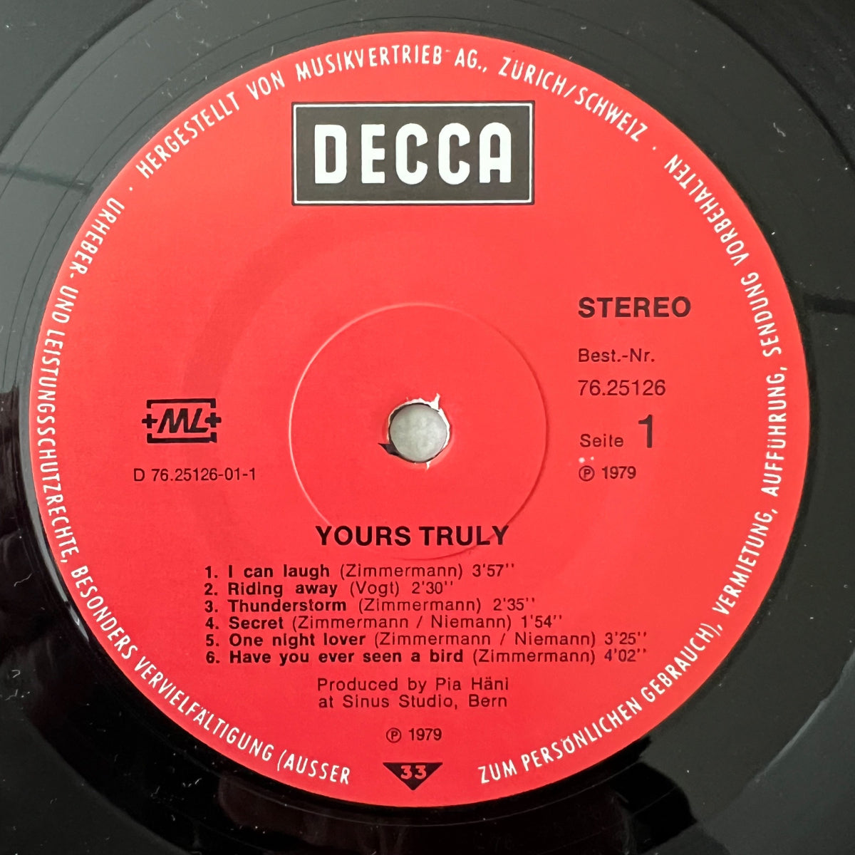 Yours Truly - Same / 1. Swiss-Press. 1979 - (VG++/VG++)